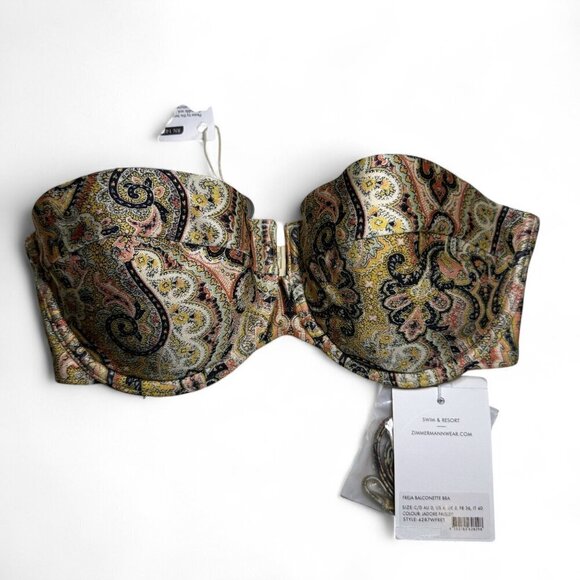 Zimmermann Strapless Freja Balconette Bikini Top US 2-4 C/D Jadore Paisley NWT - Picture 3 of 7